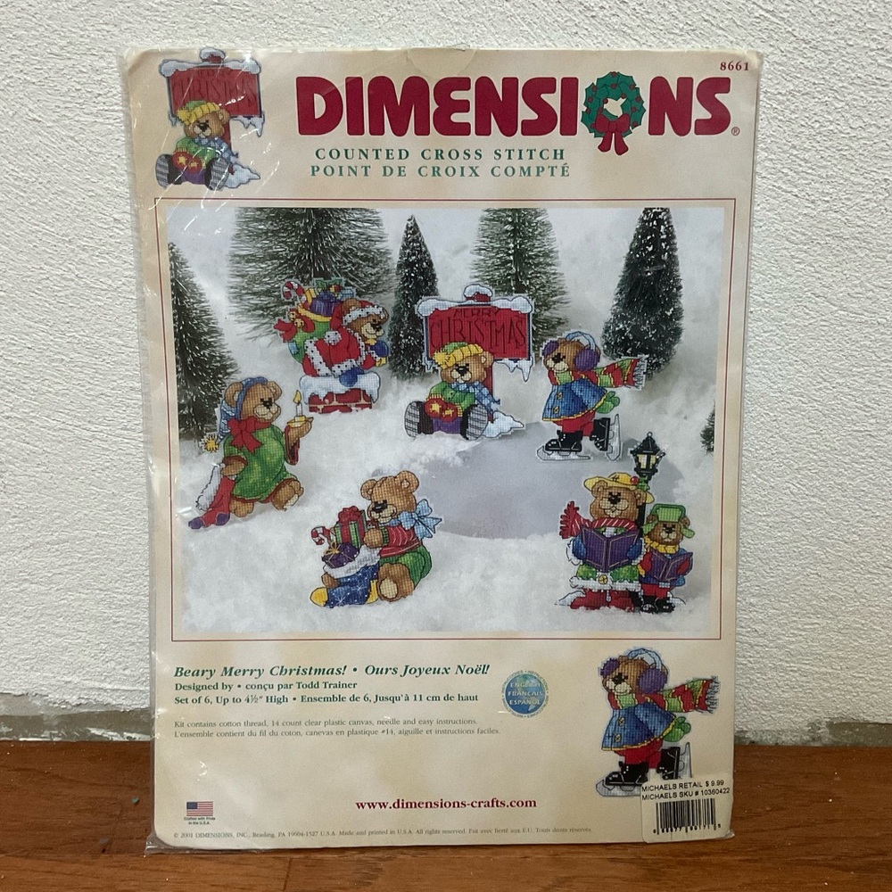 Dimensions Cross Stitch Beary Merry Christmas Bear Ornament Craft Holiday Gift
